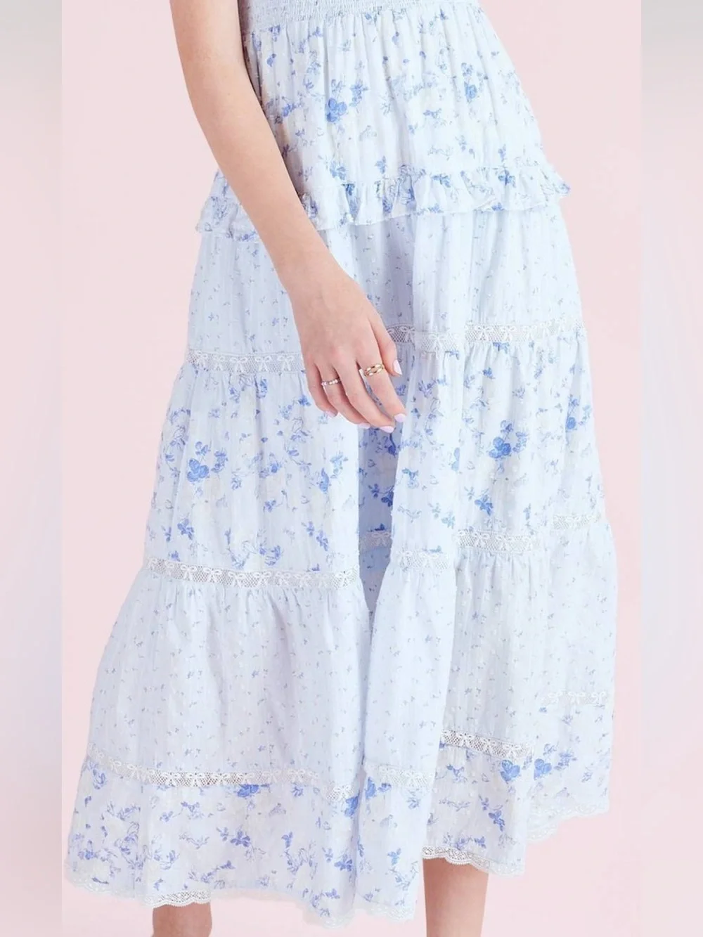 Loveshackfancy girls Stella budding florals tiered maxi dress